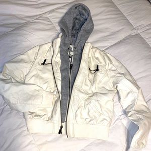 Creme sweater double layer jacket